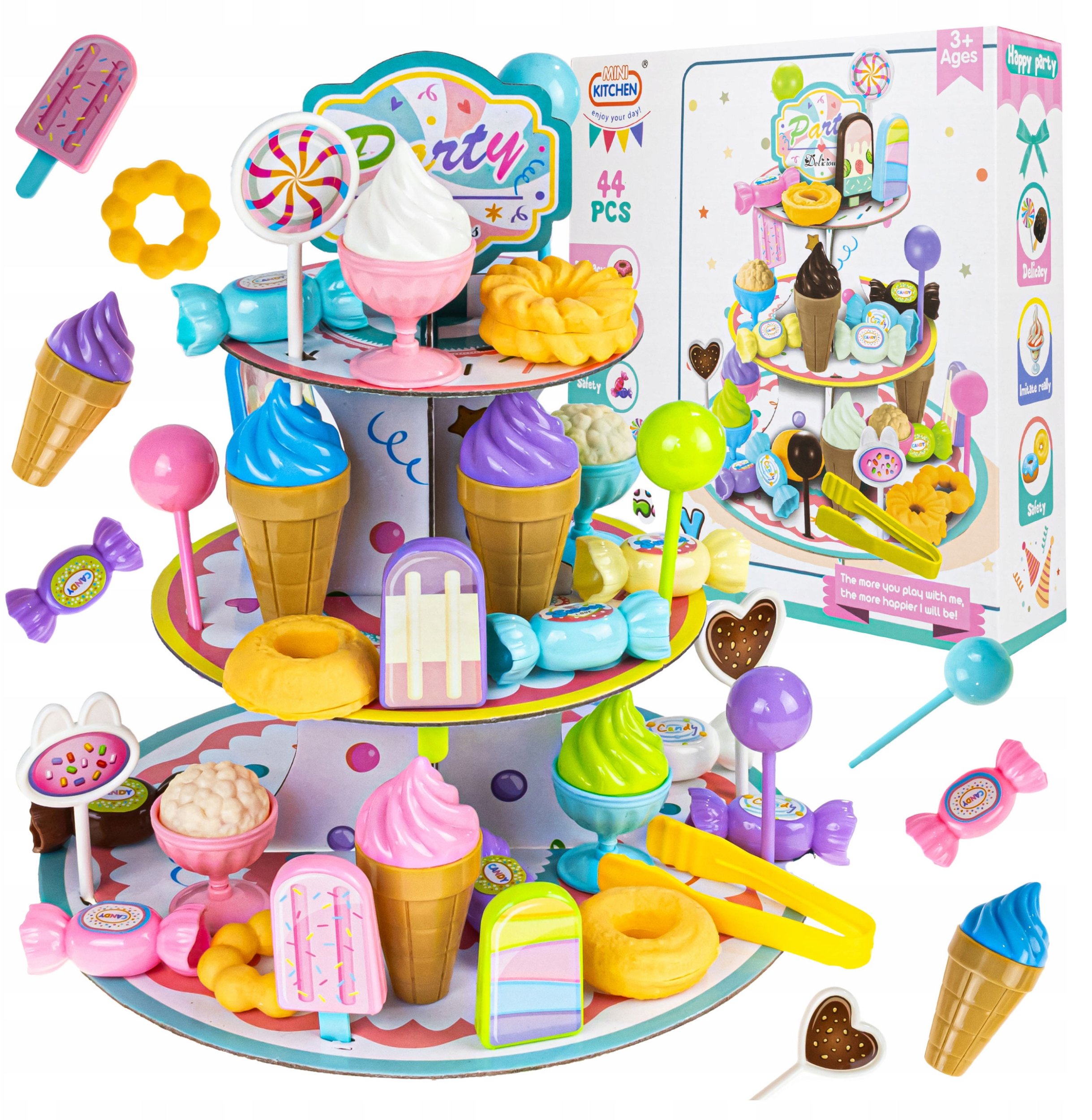 Patera Dla Dzieci Duży Zestaw Przekąski Ciastka Cukierki Lody Lizaki 44El