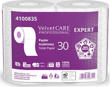 Velvet Papier toaletowy celulozowy VELVET Expert, 3-warstwowy, 270 listków, 4szt., biały