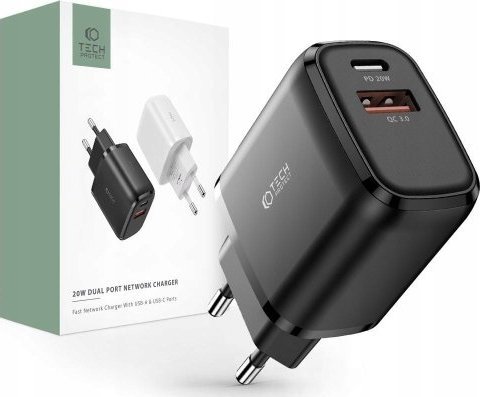 Ładowarka Tech-Protect 1x USB-A 1x USB-C 3 A (9589046924286)