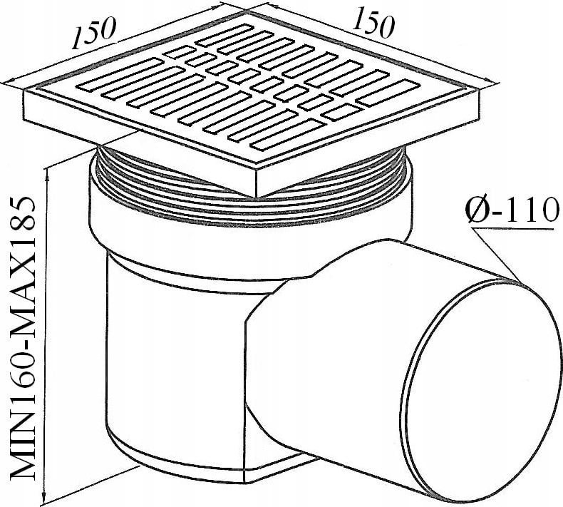 AKCES 11595 KRATKA ŚCIEKOWA BOCZNA FI 110 BIAŁA NIERDZEW. // S.KRAT-A.BO-110/NI/BI