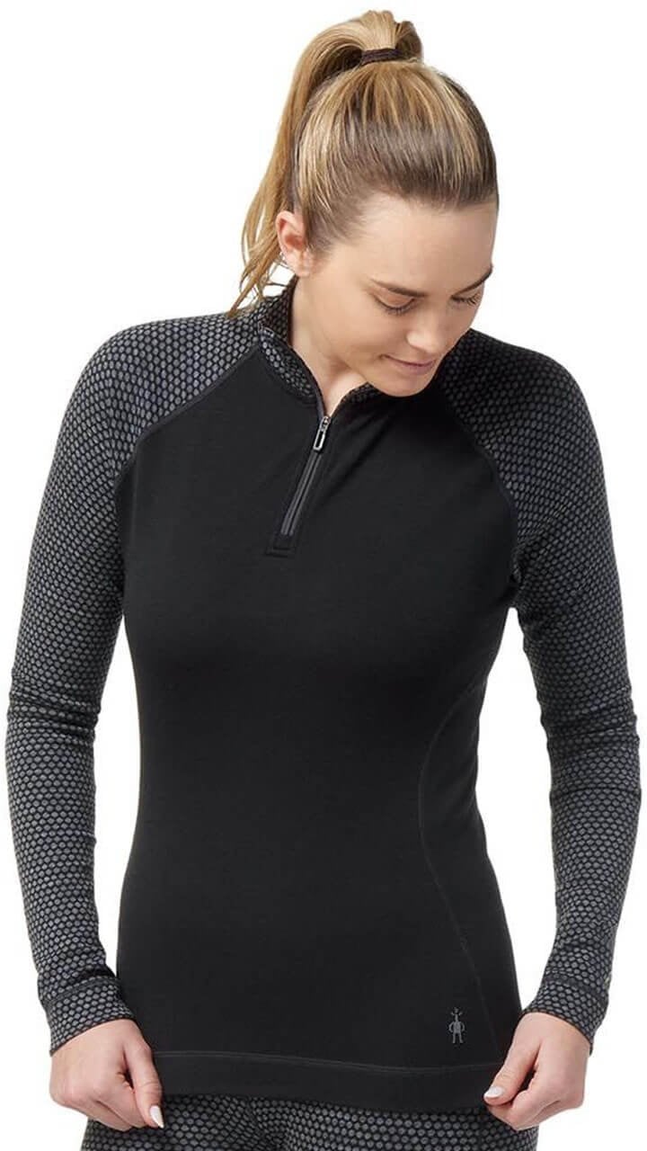 Smartwool W'S Classic Thermal Merino Base Layer Pattern 1/4 Zip Boxed, K78, XS