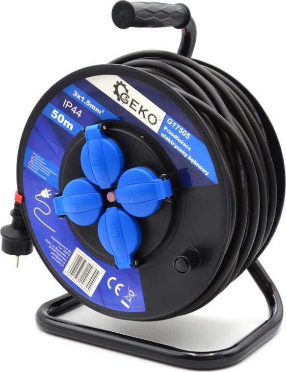 Geko PRZEDŁUŻACZ ELEKTRYCZNY BĘBNOWY 3X1.5MM2 50M IP44 (1) G17505 GEKO