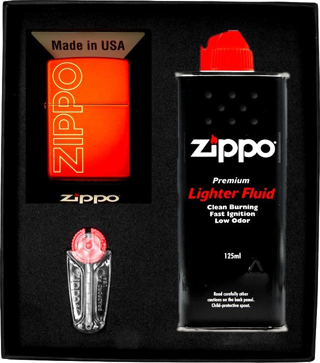 Zestaw ZIPPO Zapalniczka RED METALIC LASERED LOGO Prezentowy No1