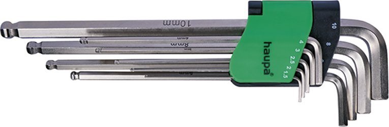 Haupa Zestaw kluczy imbusowych 1,5-10 mm grot kulowy ekstra długie