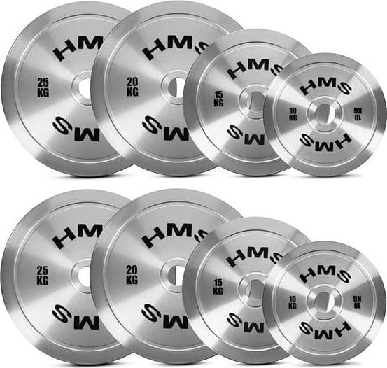 TOS ZESTAW TALERZY OLIMPIJSKICH STALOWYCH KALIBROWANYCH 2 x 10 - 25 KG (140 KG) HMS