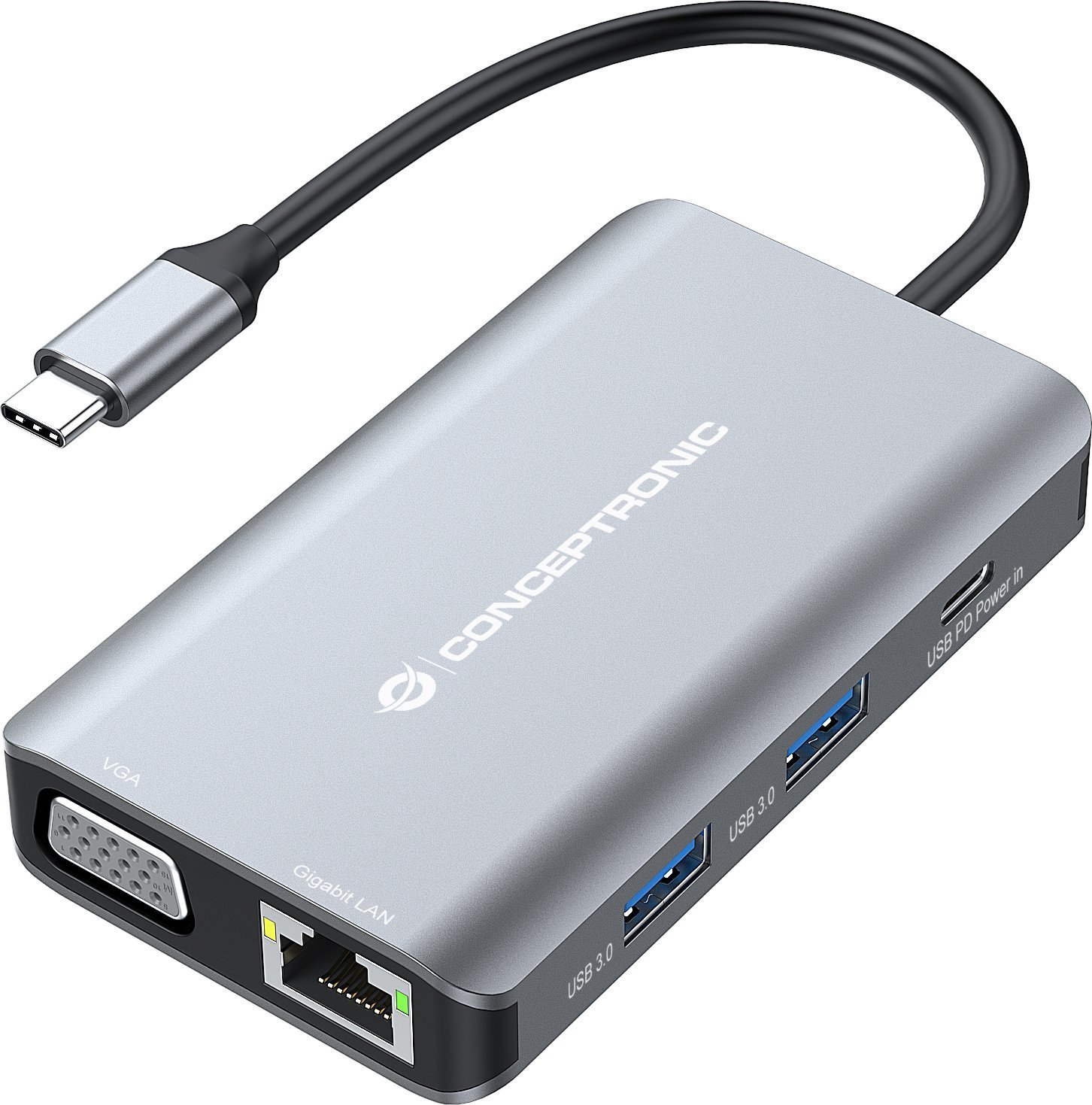 Adapter AV Conceptronic CONCEPTRONIC Dock USB-C->HDMI,VGA,GbE,3xUSB3.0,100WPD0.25mgr