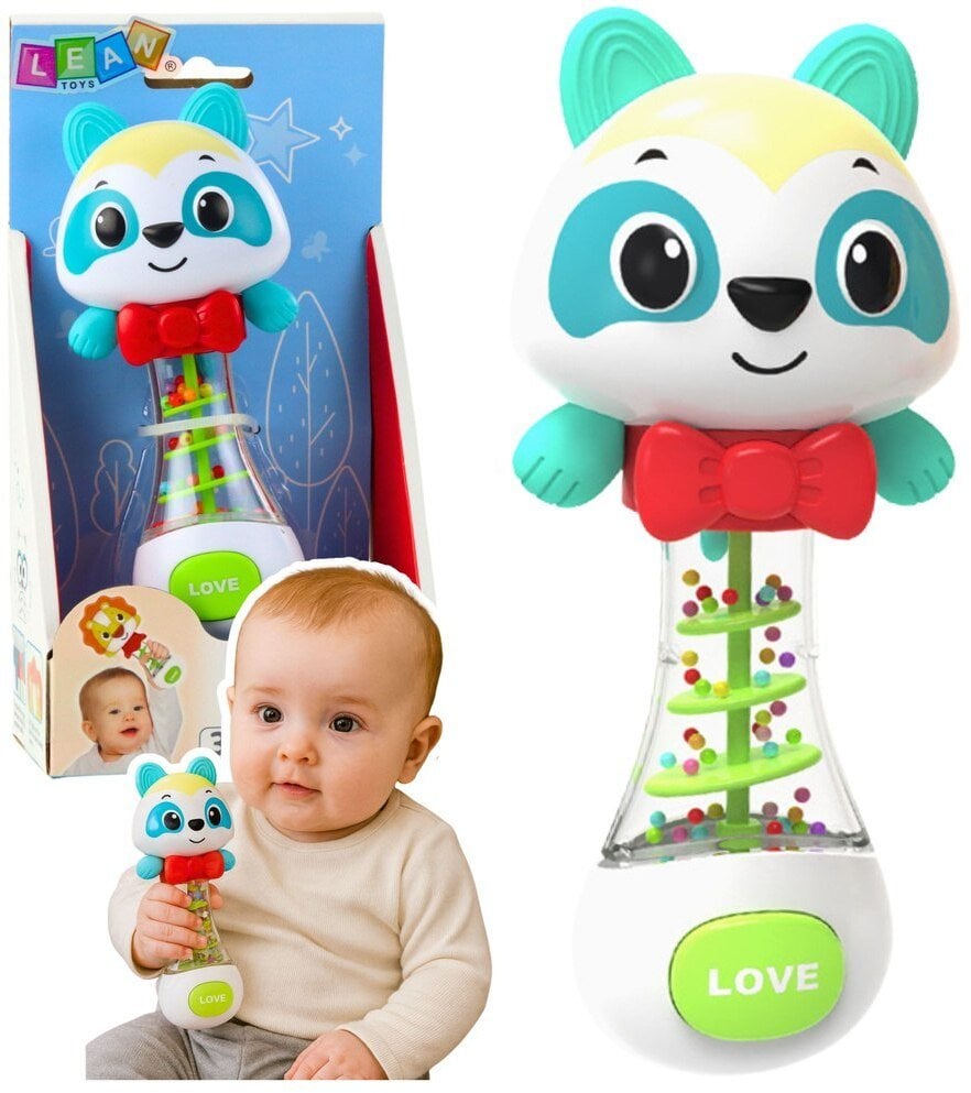 LeanToys Grzechotka Zabawka Dla niemowląt Miś Z kolorowymi kulkami