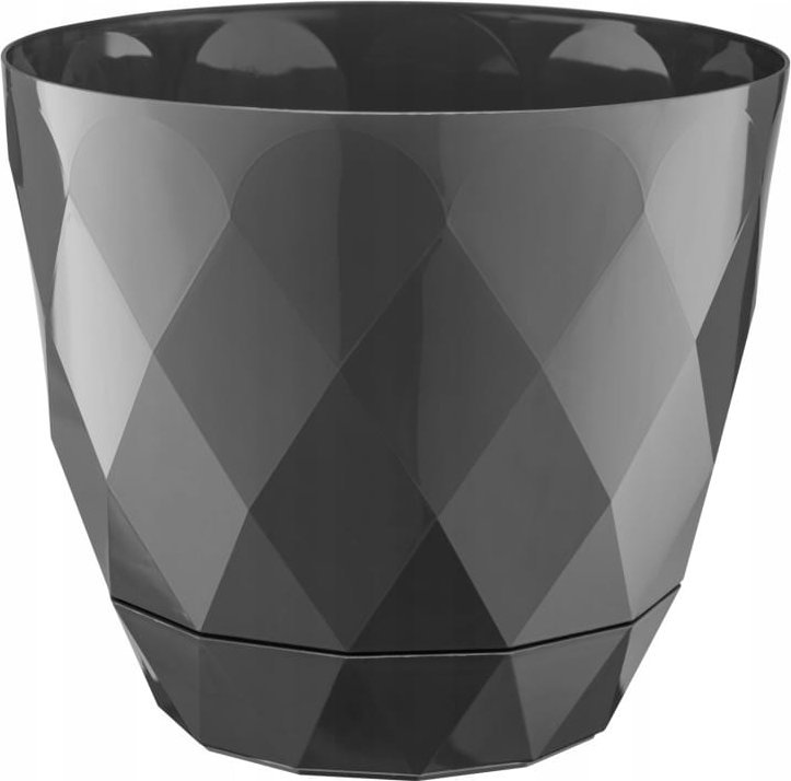 Galicja Doniczka plastikowa z podstawką antracytowa Karo 22 cm
