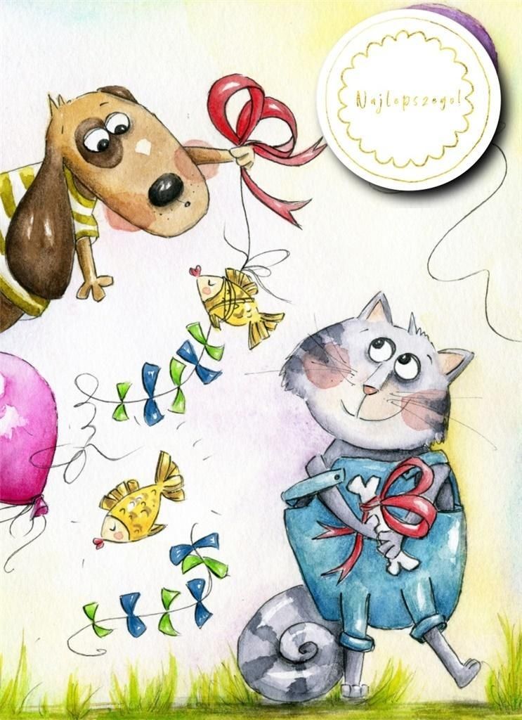 HENRY Karnet B6 z dowieszką - Pies i kot