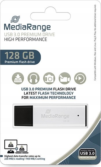 Pendrive MediaRange MediaRange MR1902 pamięć USB 128 GB USB Typu-A 3.0 Czarny, Srebrny