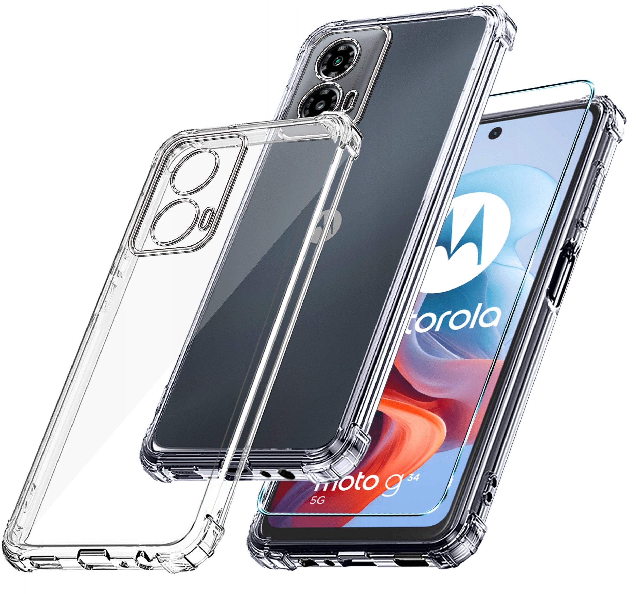 Etui do Motorola Moto G34 5G ANTI-SHOCK PANCERNE CASE PLECKI + Szkło 9H