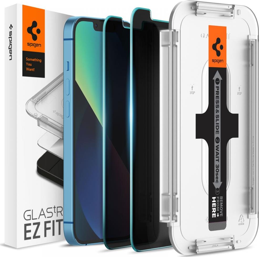 Spigen 2x Szkło Hartowane Spigen Ez Fit Privacy do iPhone 13 / 13 Pro