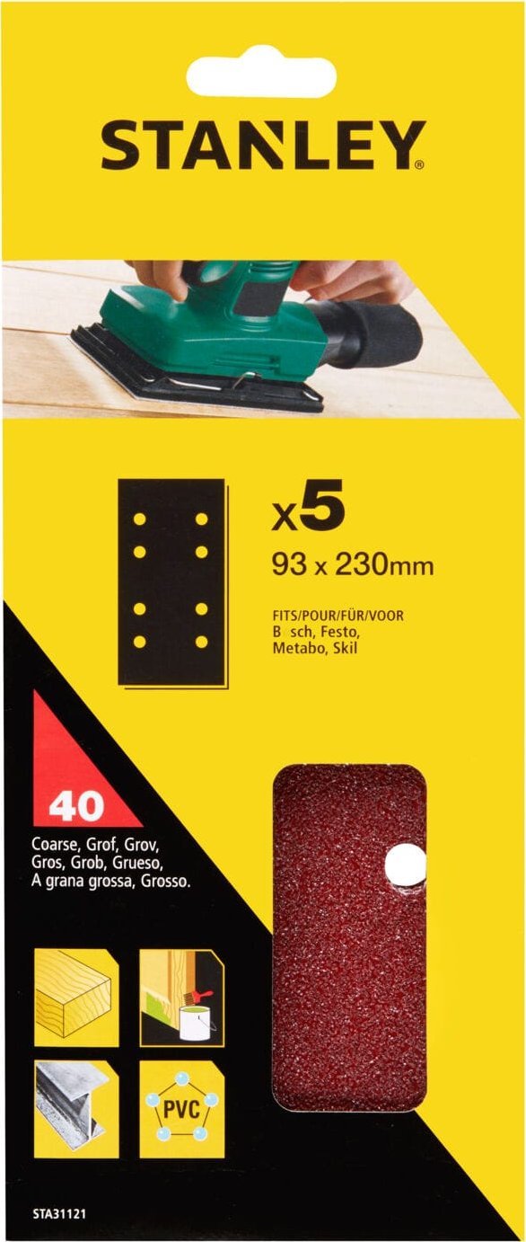 Stanley PAPIER ŚCIERNY 8 OTWORÓW ARK.93X230 OP. 5SZT. 40GR.