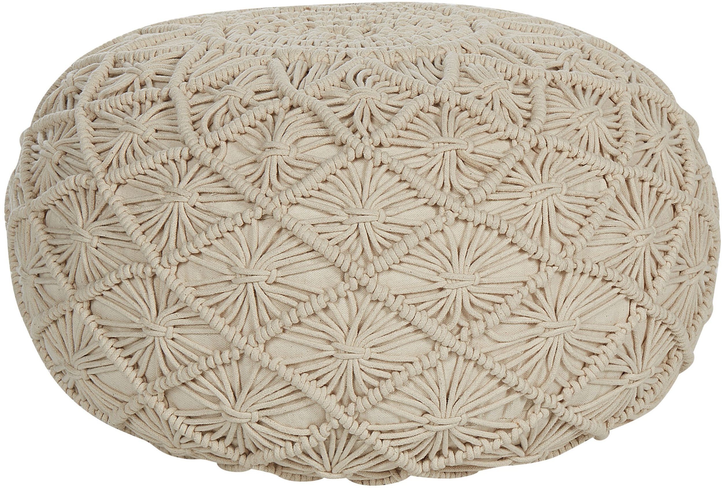 Puf makrama ⌀ 50 cm beżowy BERKANE