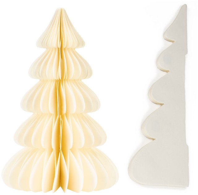 Dekoracja świąteczna Springos Papierowa choinka 30 cm ozdoba świąteczna dekoracja 3D z magnesem ecru