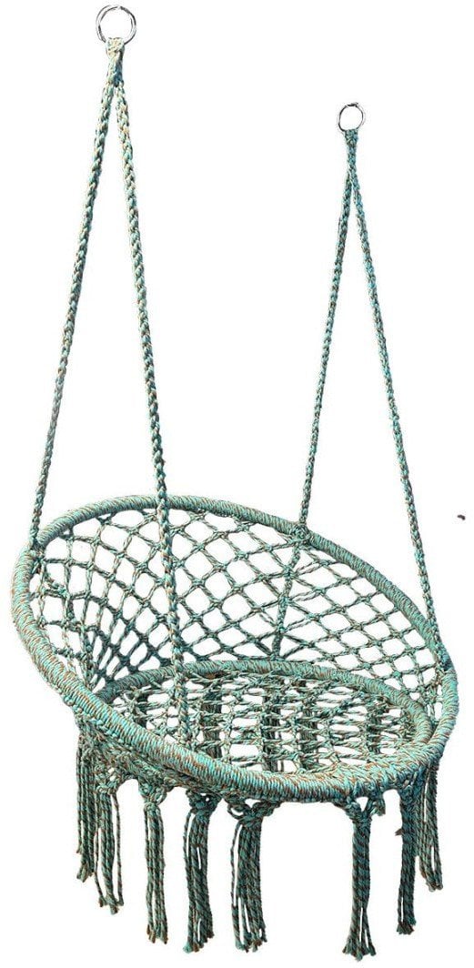 HAMAK AŻUROWY FOTEL WISZĄCY BOCIANIE GNIAZDO 80x60CM TURKUSOWO BRĄZOWY