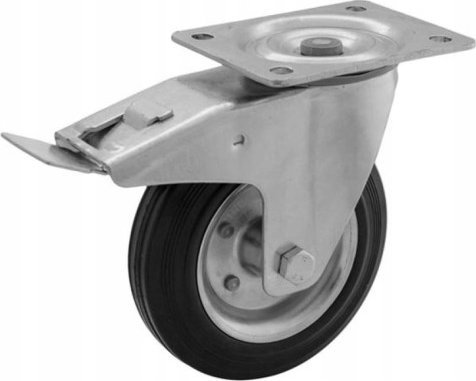 Zabi Zestaw skrętny koło obrotowe skrętne z hamulcem stalowo-gumowe 80 mm