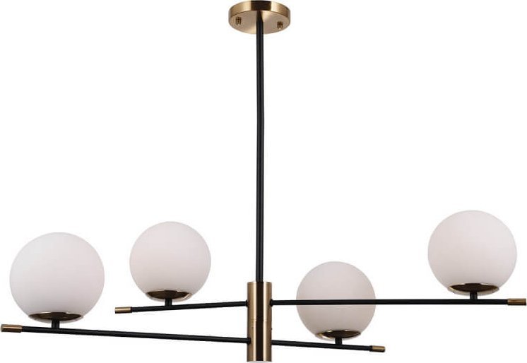 Lampa wisząca Italux Modernistyczna lampa wisząca Stelia szklana mosiądz czarna