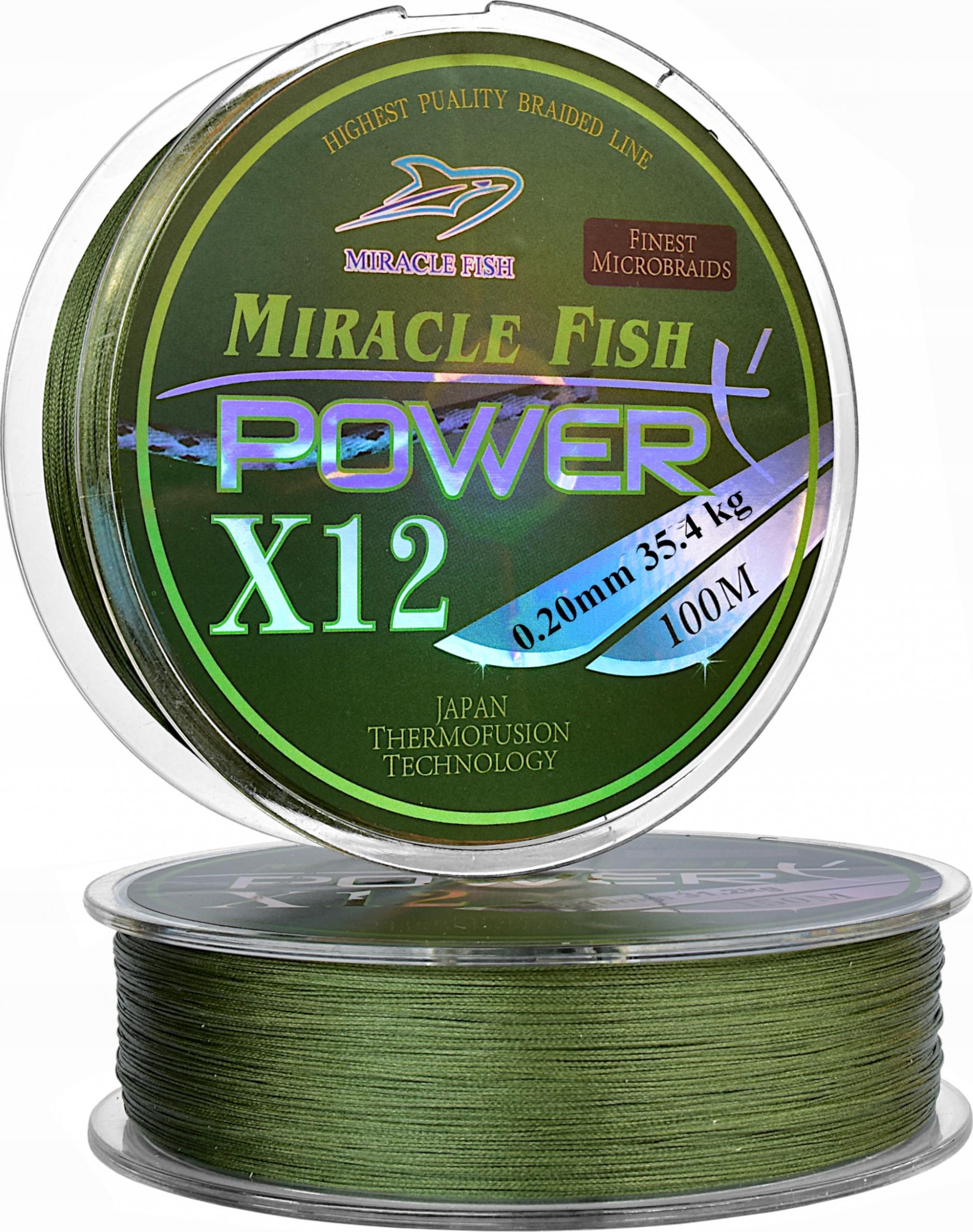 Miracle Fish Plecionka 12 SPLOTOWA Power 0,20mm/ 35,4kg Zielona