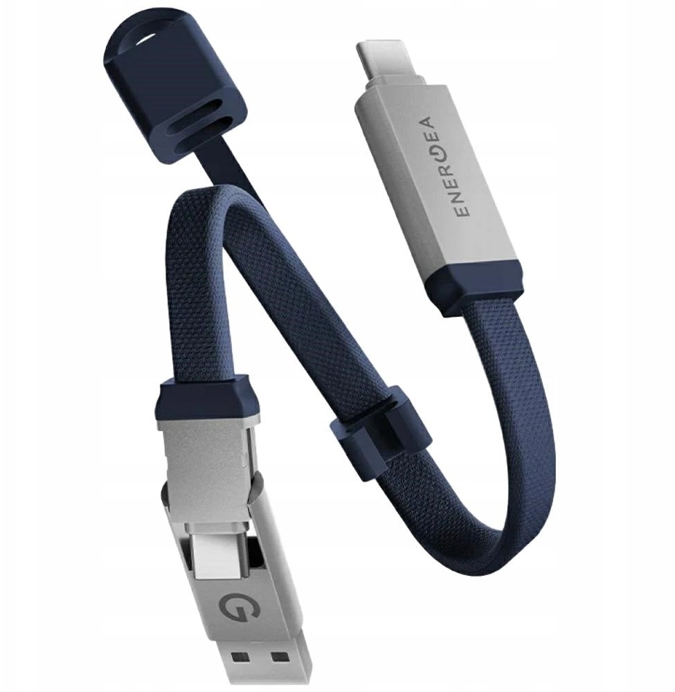 Kabel USB Energea Kabel Sheath Key 2w1 USB-C do USB-C/USB-A 480Mbps 60W 15cm niebieski