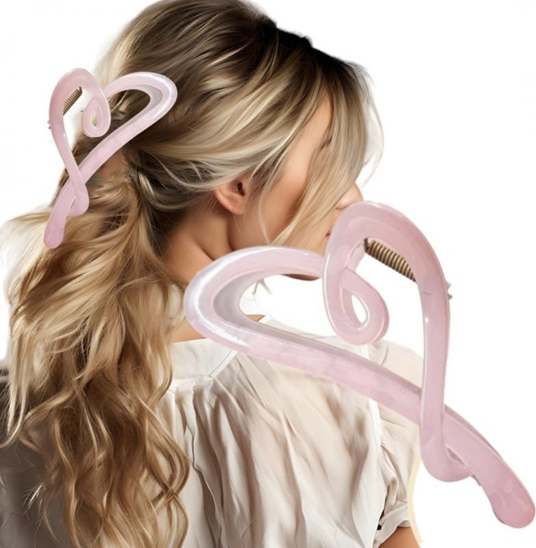 Spinka klamra do włosów XL transparentna różowa 12x5cm SP371