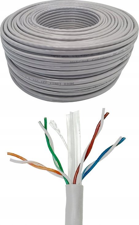 Kabel sieciowy skrętka LAN Netrack cat 6 UTP, szary, 305m , CCA