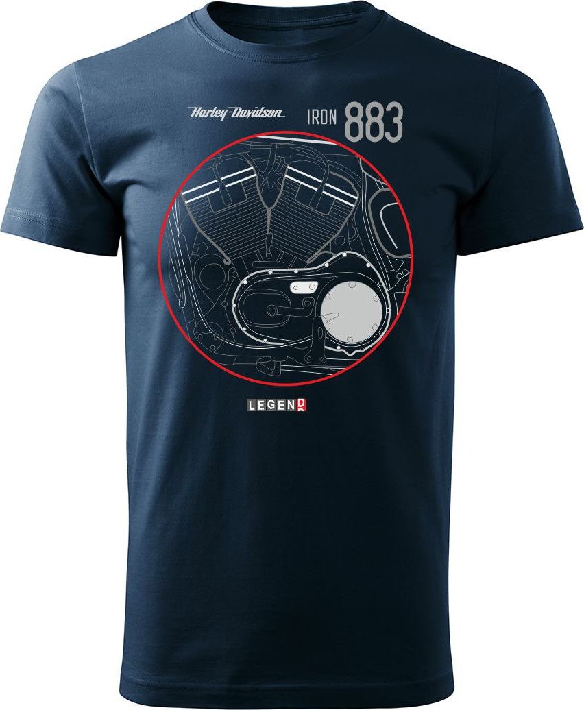 Topslang Koszulka motocyklowa z motocyklem Harley Davidson Iron 883 męska granatowa REGULAR M