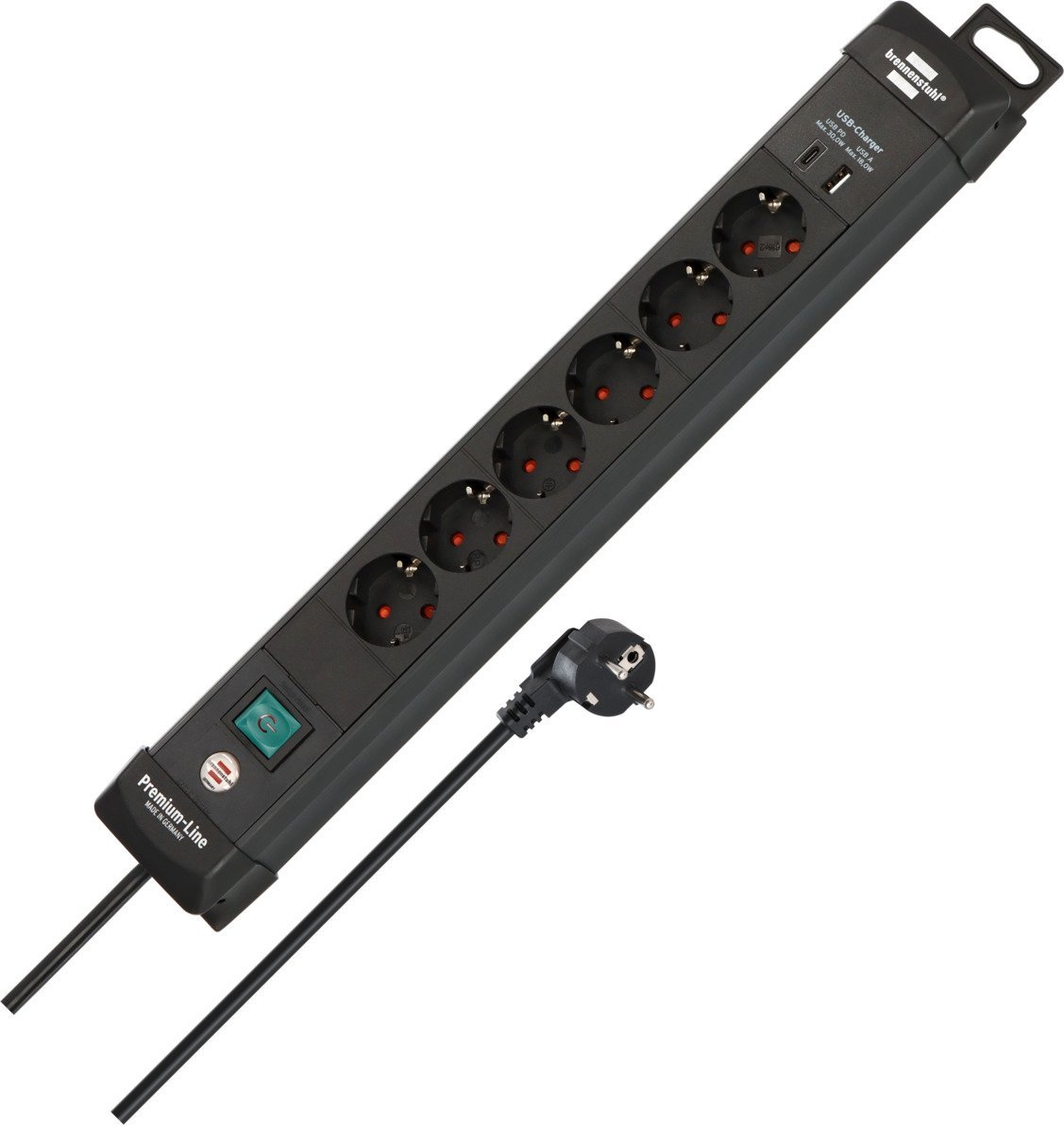 Brennenstuhl 1951160608 rozgałęziacz 3 m 6 x gniazdo sieciowe Wewnętrzna Czarny