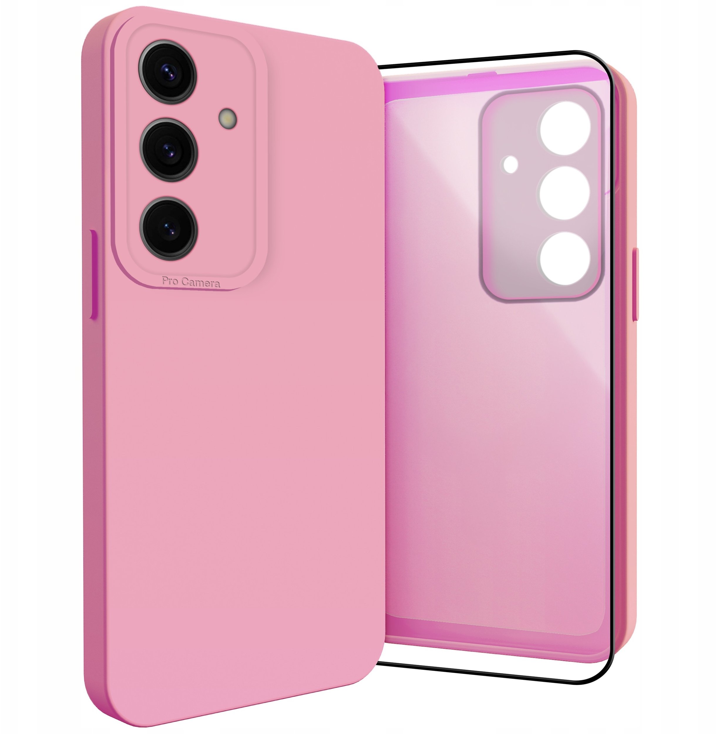 Etui do Samsung Galaxy S24 (Osłona Kamery, Różowe, Ochronne, Case) Szkło