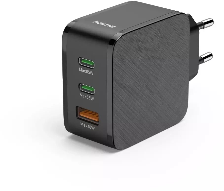 Ładowarka Hama ŁADOWARKA 65W ENTRY LEVEL 2X USB-C, USB-A, CZARNA