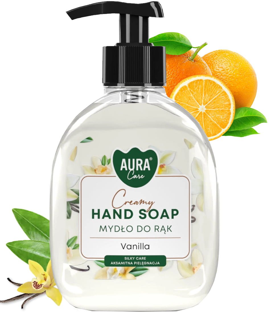 AURA Care Mydło Do Rąk Kremowe Wanilia 300 ml Z Dozownikiem AHS-001-003