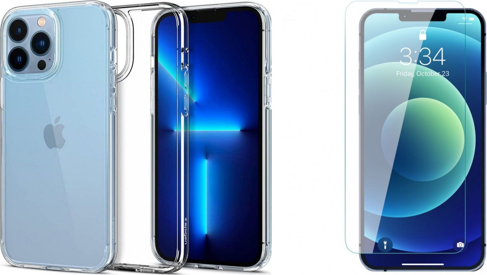 Braders Etui Spigen Ultra Hybrid Crystal Clear + Szkło Płaskie do iPhone 13 Pro