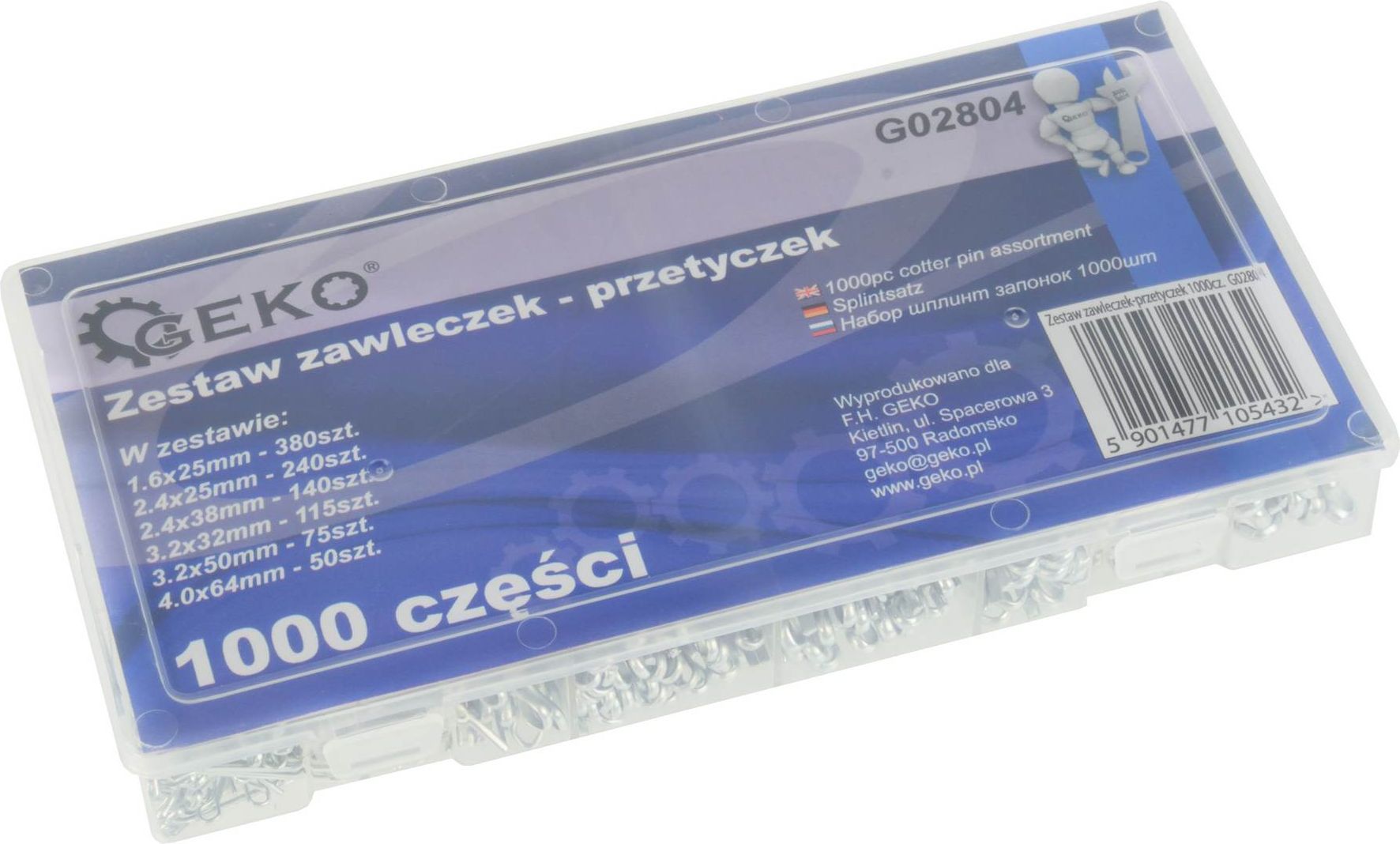 Geko zestaw zawleczek, przetyczek, 1000 sztuk (G02804)