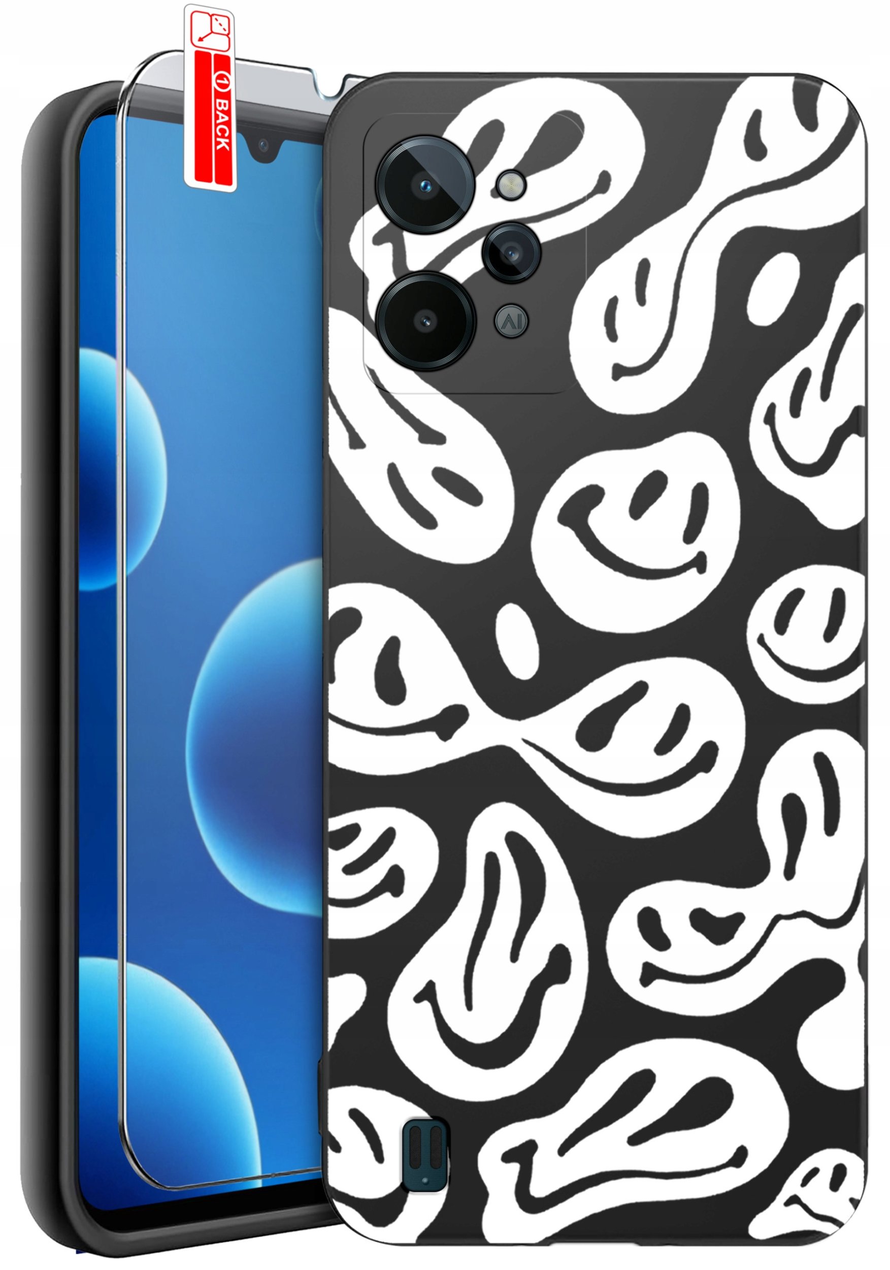 ETUI do Realme C31| WZORY | SILIKONOWE MATT CASE + SZKŁO 9H