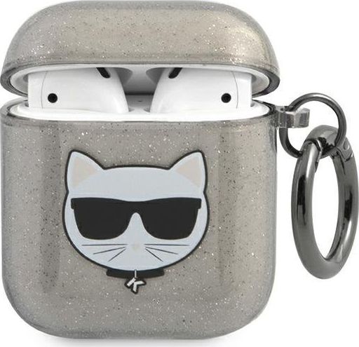 Karl Lagerfeld Etui ochronne KLA2UCHGK Glitter Choupette do AirPods 1/2 szare