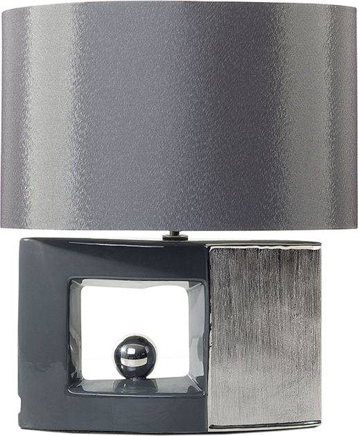 Lampa stołowa Beliani Lampka nocna porcelanowa szara DUERO
