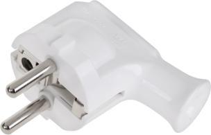 Wtyczka kątowa z uziemieniem unischuko biała WT-35