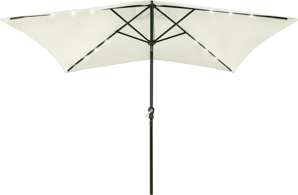 vidaXL Parasol z lampkami LED, na stalowym słupku, piaskowy, 2x3 m