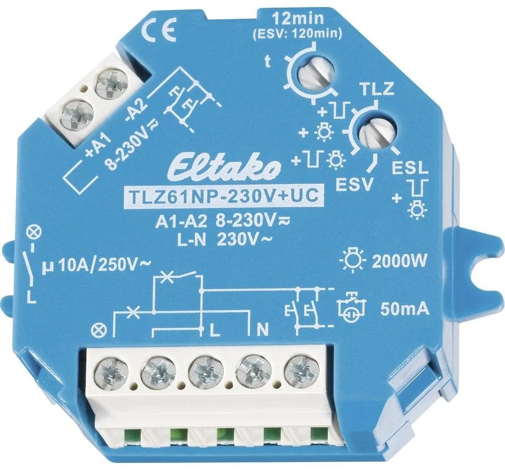 Wyłącznik czasowy Eltaco TLZ61NP-230V+UC, 1 - 12 min., 10 A, 230 V