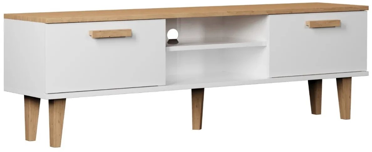 Szafka RTV DENVER 160 biała/hikora KOCOT MEBLE