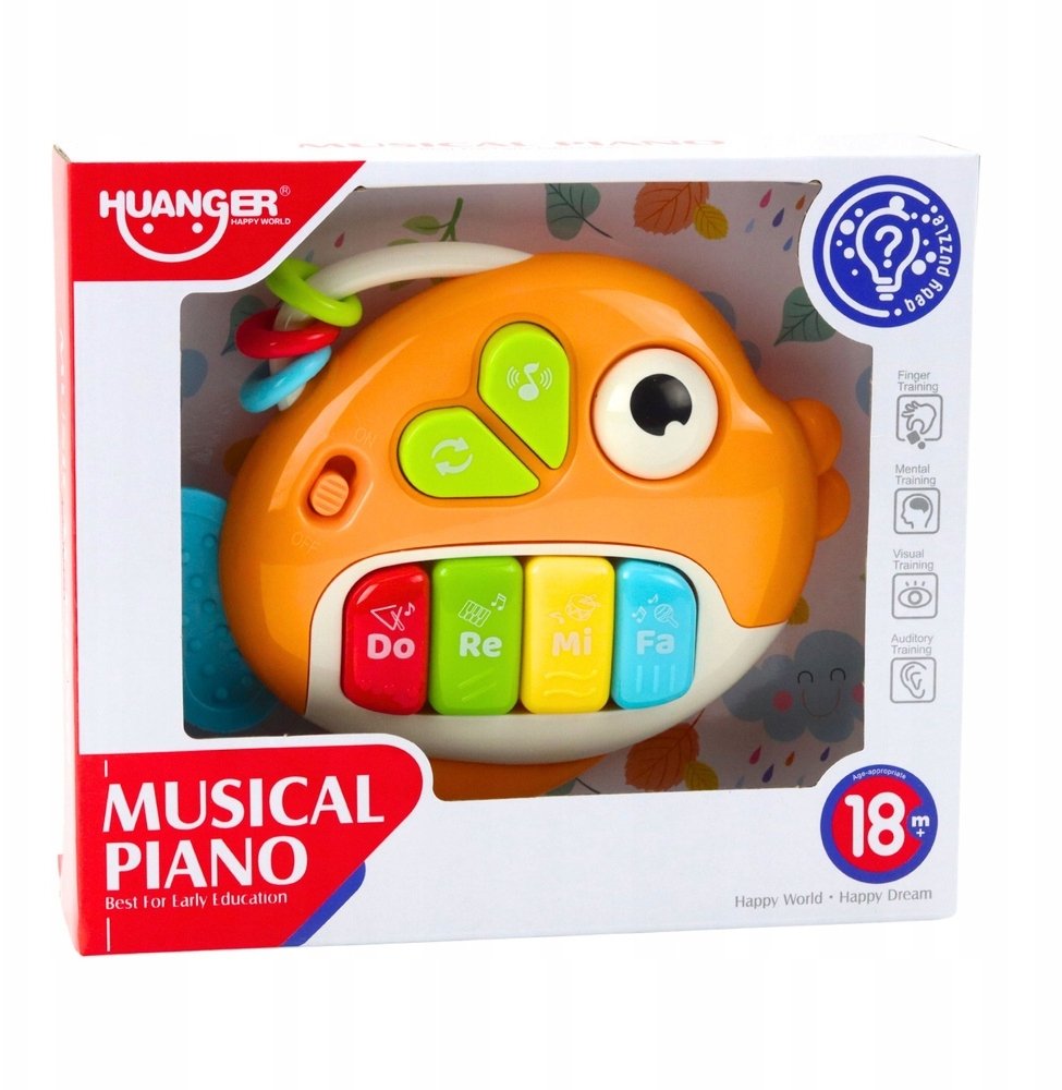 Muzyczne Pianinko Interaktywne Dla Malucha Rybka Koraliki Gryzak Pomarańczowa