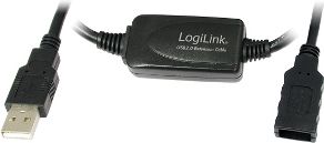 Kabel USB LogiLink USB-A - 10 m Czarny (UA0143)
