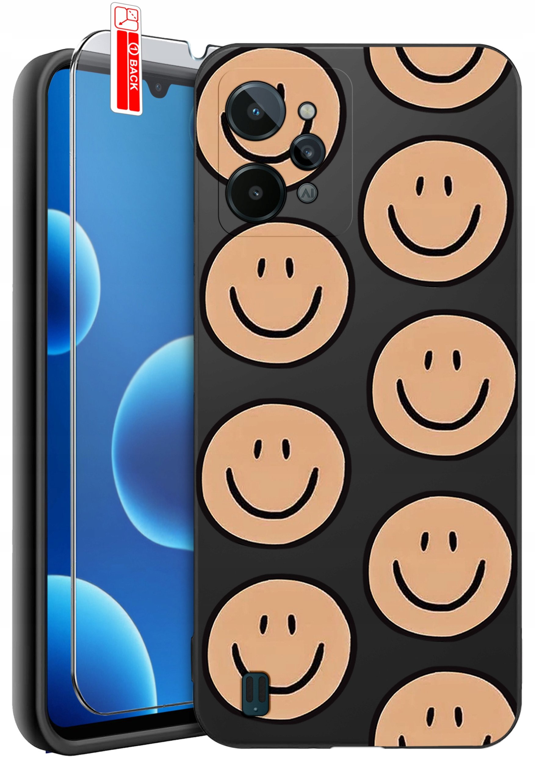 ETUI do Realme C31| WZORY | SILIKONOWE MATT CASE + SZKŁO 9H