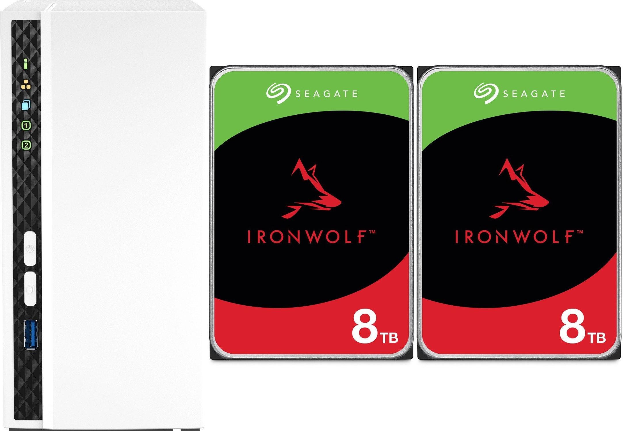 Serwer plików Qnap TS-233 + 2x Seagate IronWolf 8TB (ST8000VN004)