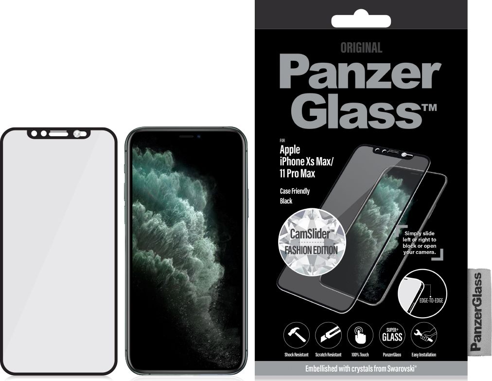 PanzerGlass Szkło hartowane do iPhone Xs Max / 11 Pro Max - CamSlider z kryształkiem Swarovski (2682)