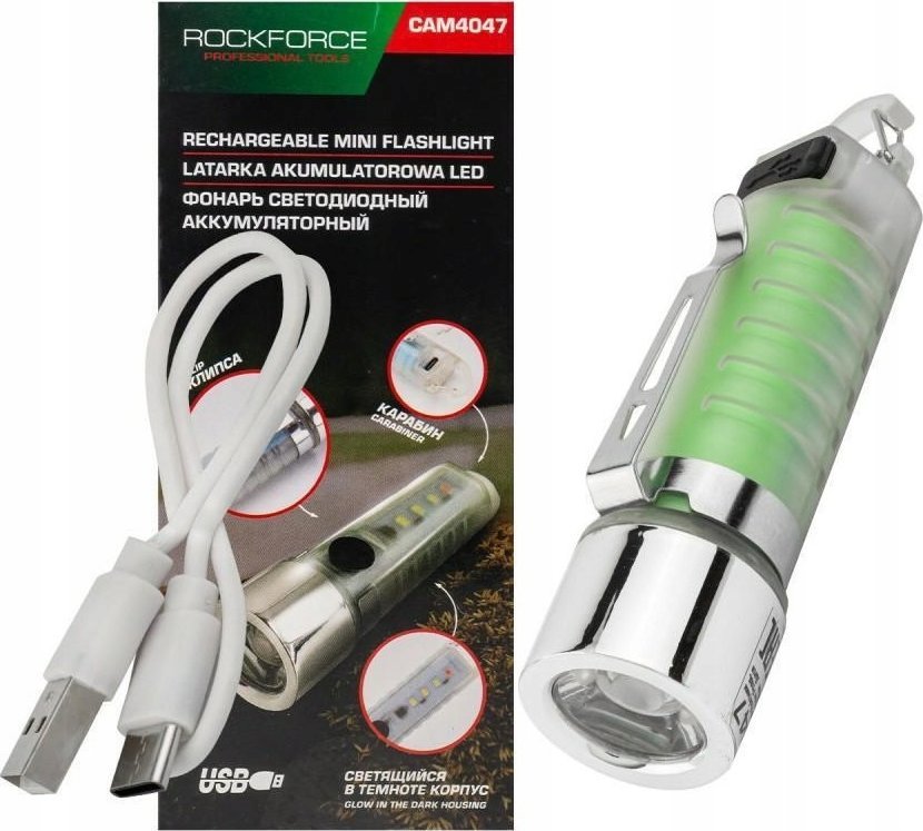 Rockforce Latarka akumulatorowa mini LED 6w1 USB-C 100 lm 500 mAh
