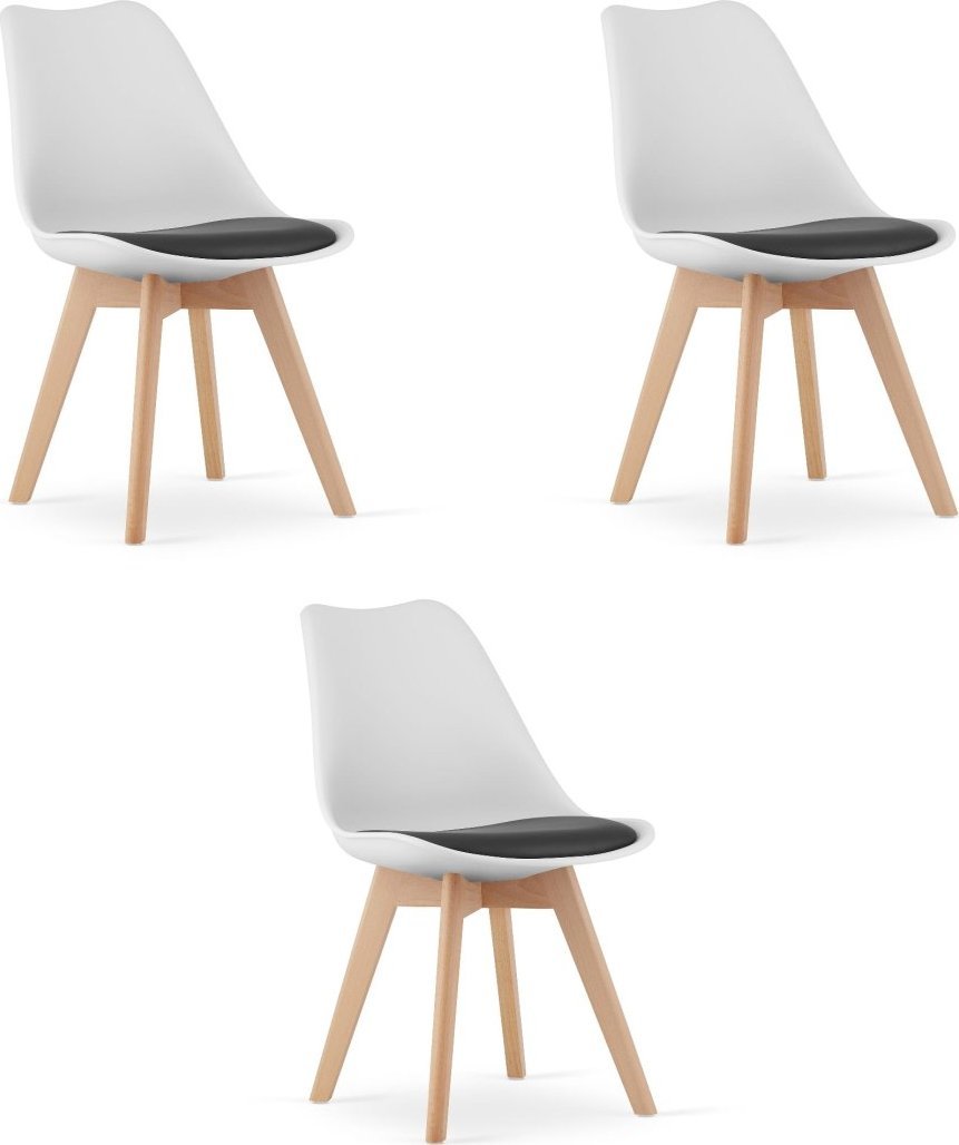 Leobert Krzesło MARK biało czarne / nogi naturalne x 3