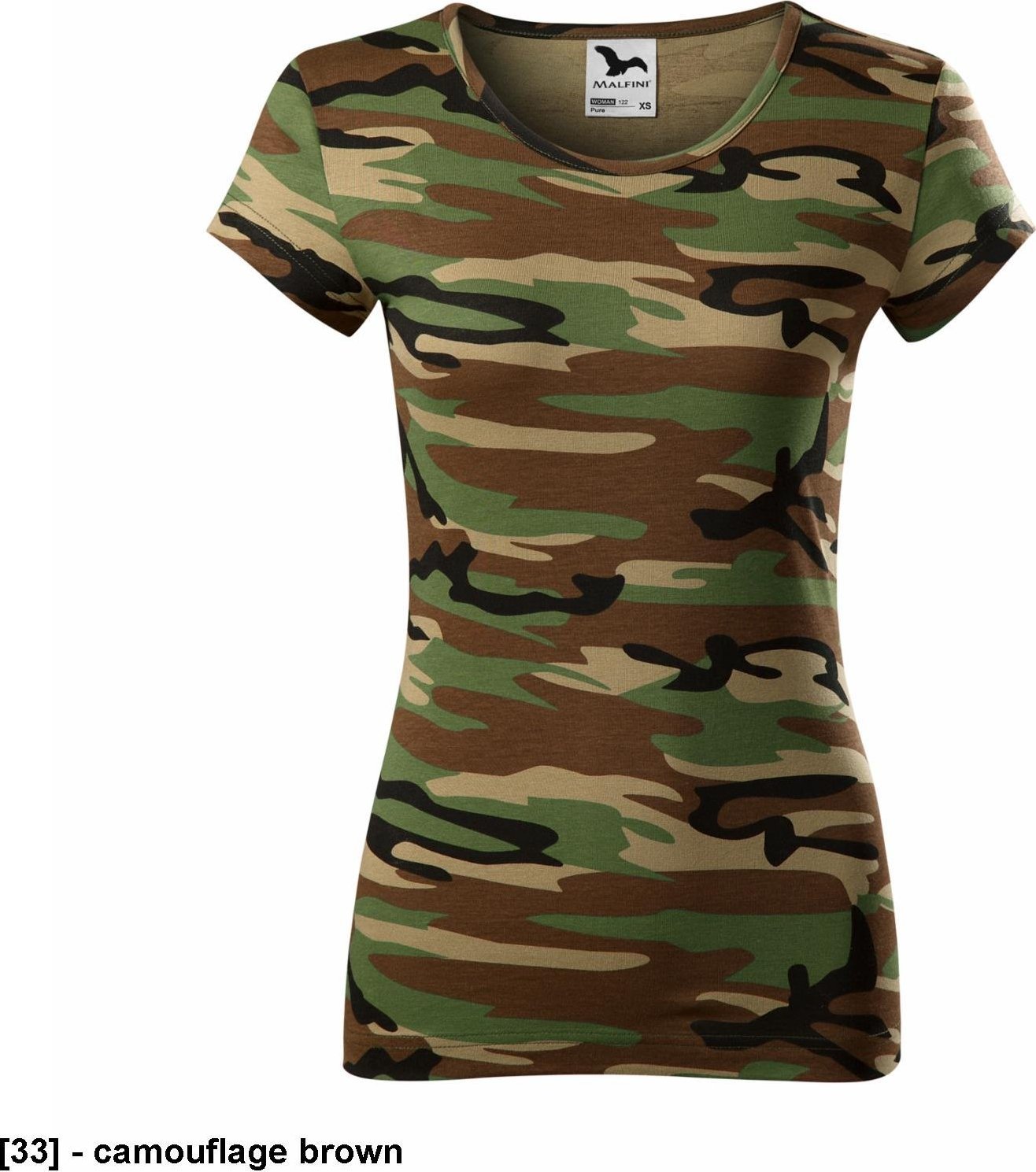 MALFINI Camo Pure C22 - ADLER - Koszulka damska, 150 g/m, 100% bawełna, - camouflage brown S