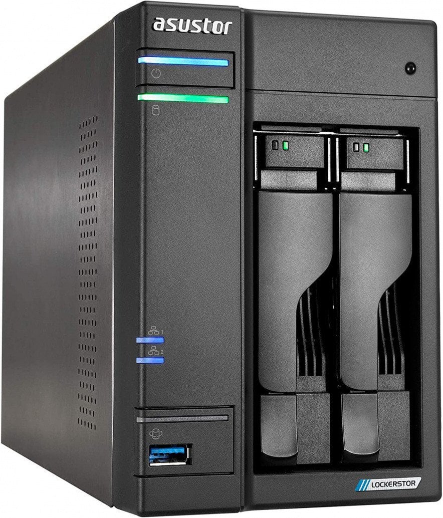 Serwer plików Asustor LOCKERSTOR 2 AS6702T 2-bay, Intel Celeron N5105 Czterordzeniowy 2.0GHz, 8GB RAM DDR4. 4x M.2 PCIe (NVMe), 2x 2.5 GbE. 2x USB 3.2