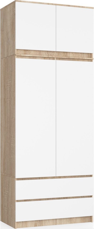 Fabryka Mebli Akord Szafa z nadstawką S 90 cm dąb sonoma biała